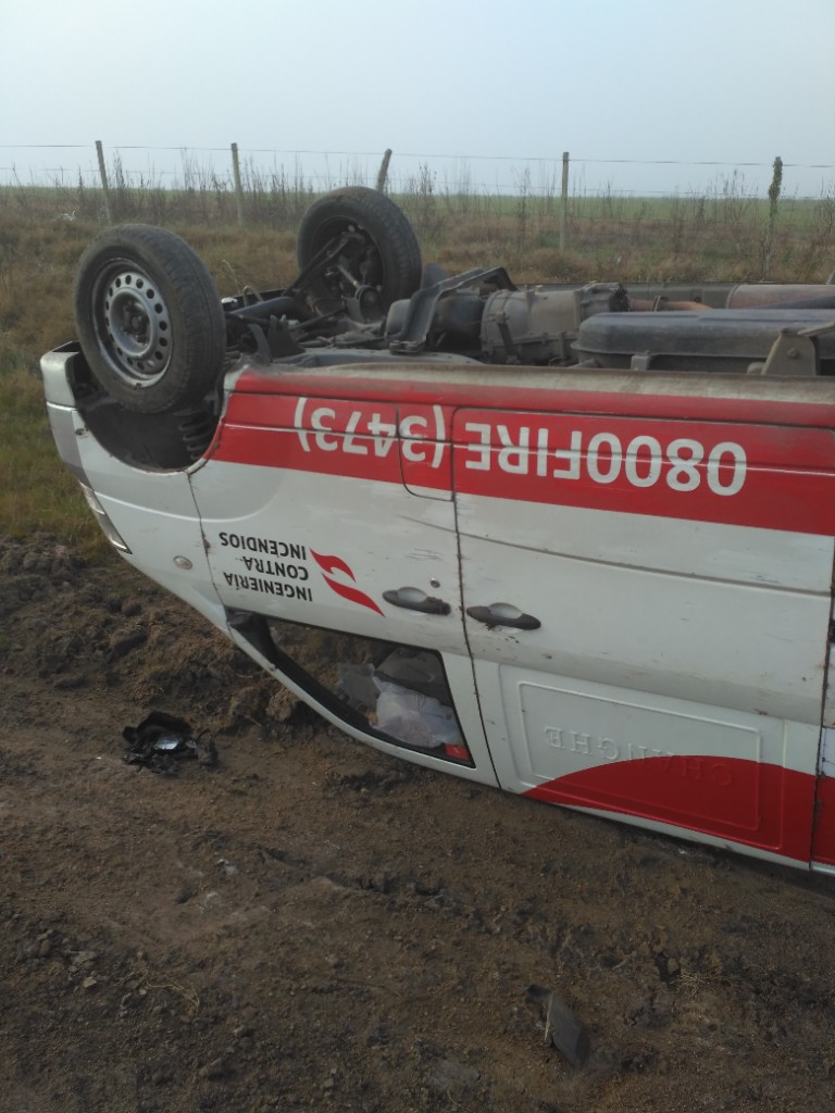 The van on its roof