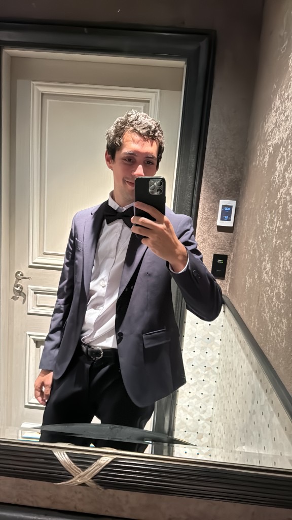 Black tie, minutes before walking in alone