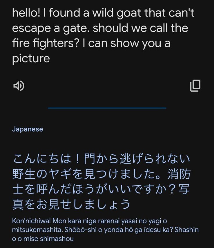 Translated message asking for help